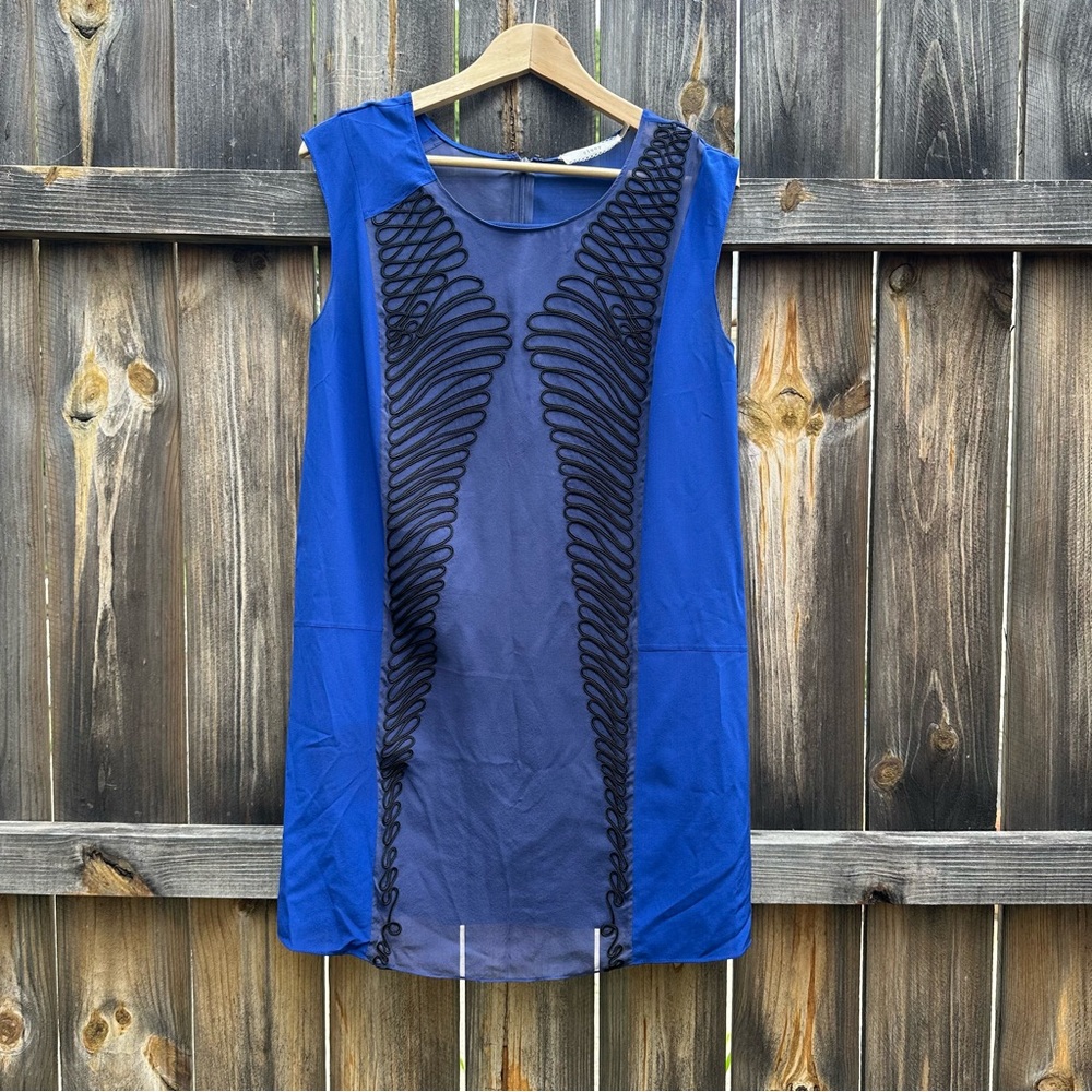 Anthropologie Cluny Blue and Black Mini Dress
